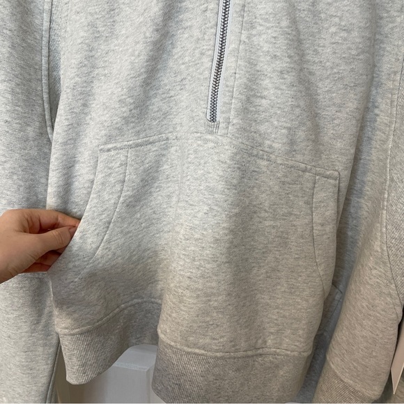 Light grey Lululemon scuba quarter zip hooded jacket with A patch - Picture 3 of 7